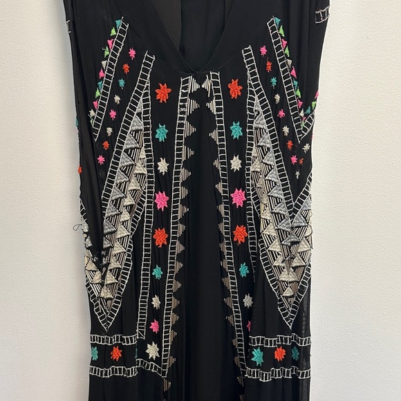 Anthropologie Black Maxi Dress with Pink and Silver Patterns - Picture 7 of 15